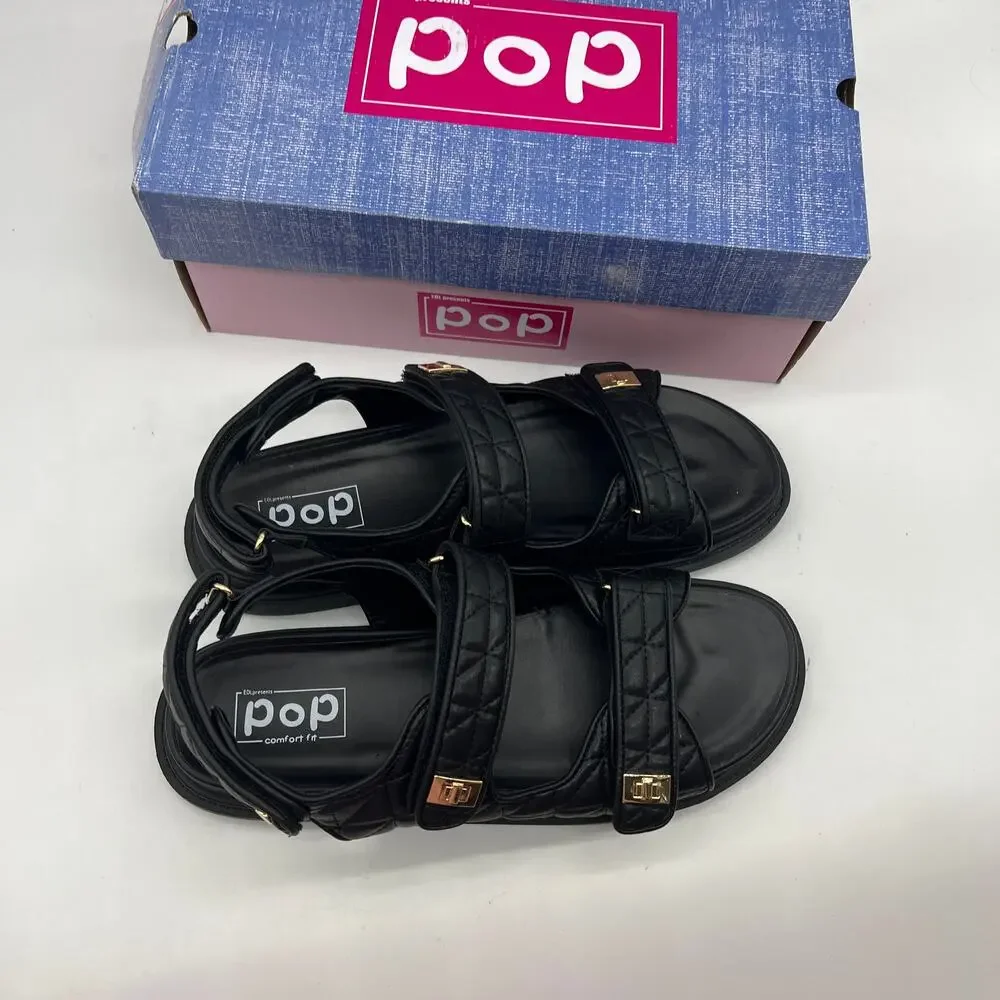 Pop Yield Open Toe Women's Footbed Sandals Black Size 11M